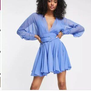 ASOS DESIGN Soft V-Neck Mini Dress with Fun Belt